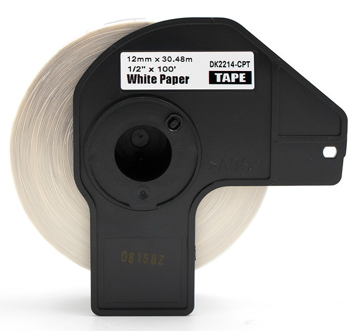 Premium Quality White 0.47" x 100 / 12mm x 30.4m Con+U12062tinuous Length Paper Tape compatible with Brother DK-2214