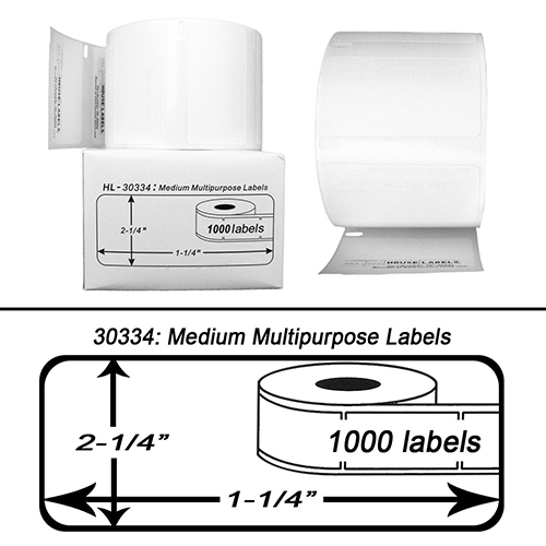 Genuine (220 pcs) 2.25" x 1.25" / 32mm x 57mm Medium Multipurpose Labels compatible with the Dymo 30334