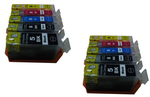 Premium Quality  BK. C. M. Y (Bulk Package-2 pcs each of PGI5Bk. CLI8Bk. C.M.Y)  Inkjet Cartridges compatible with the Canon (PGI-5) 0628B002. 0621(2)(3)B002
