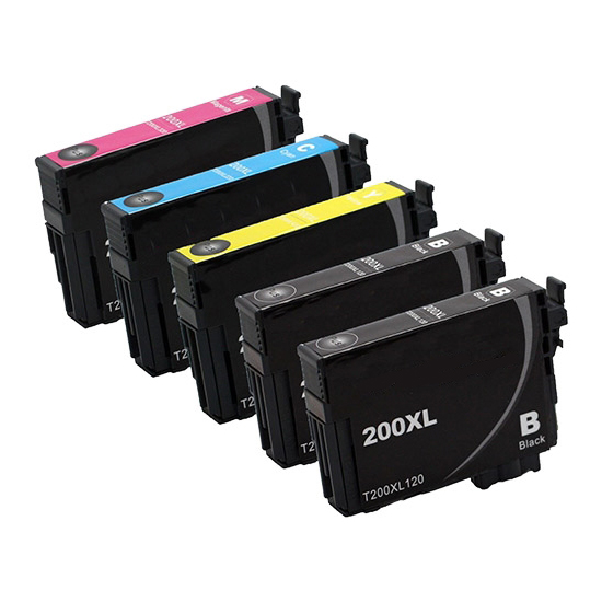 Premium Quality 2 Black. 1 each Cyan. Magenta. Yellow High Capacity Inkjet Cartridges compatible with Epson T200XL120. T200XL220. T200XL320. T200XL420 (Epson 200XL)