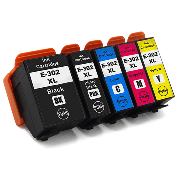 Premium Quality 1 each Black. Photo Black. Cyan. Magenta. Yellow High Yield Ink Cartridges compatible with Epson T302XL0-420-S (Epson 302XL)