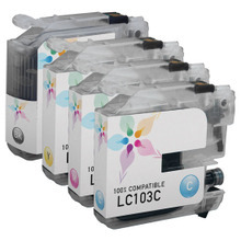 Premium Quality High Capacity Black. Cyan. Magenta. Yellow ((10 pack)4-Black. 2-Cyan. 2-Magenta. 2-Yellow) Inkjet Cartridge compatible with the Brother LC-103 Combo