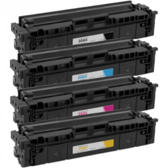 Premium Quality Black. Cyan. Magenta. Yellow High Yield Toner Cartridges compatible with HP W2110X. W2111X. W2112X. W2113X (HP 206X). with new chip