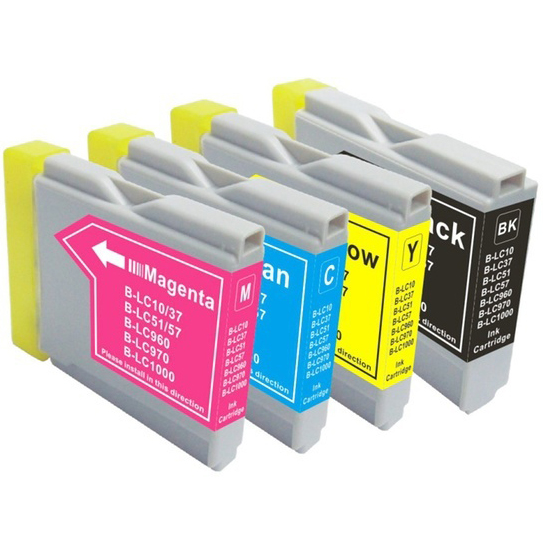 Premium Quality  BK. C. M. Y (Bulk Package-4 pcs LC51Bk. 2pcs each of LC51C.M.Y)  Inkjet Cartridges compatible with the Brother  LC-51BK/C/M/Y