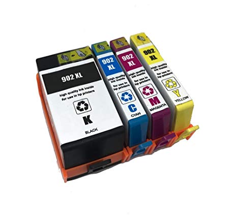 Premium Quality Black. Cyan. Magenta. Yellow High Capacity Inkjet Cartridges compatible with HP T6M14AN (HP 902XL)