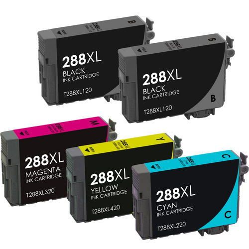 Premium Quality 2 Black. 1 each Cyan. Magenta. Yellow High Capacity Inkjet Cartridges compatible with Epson T288XL120. T288XL220. T288XL320. T288XL420 (Epson 288XL)