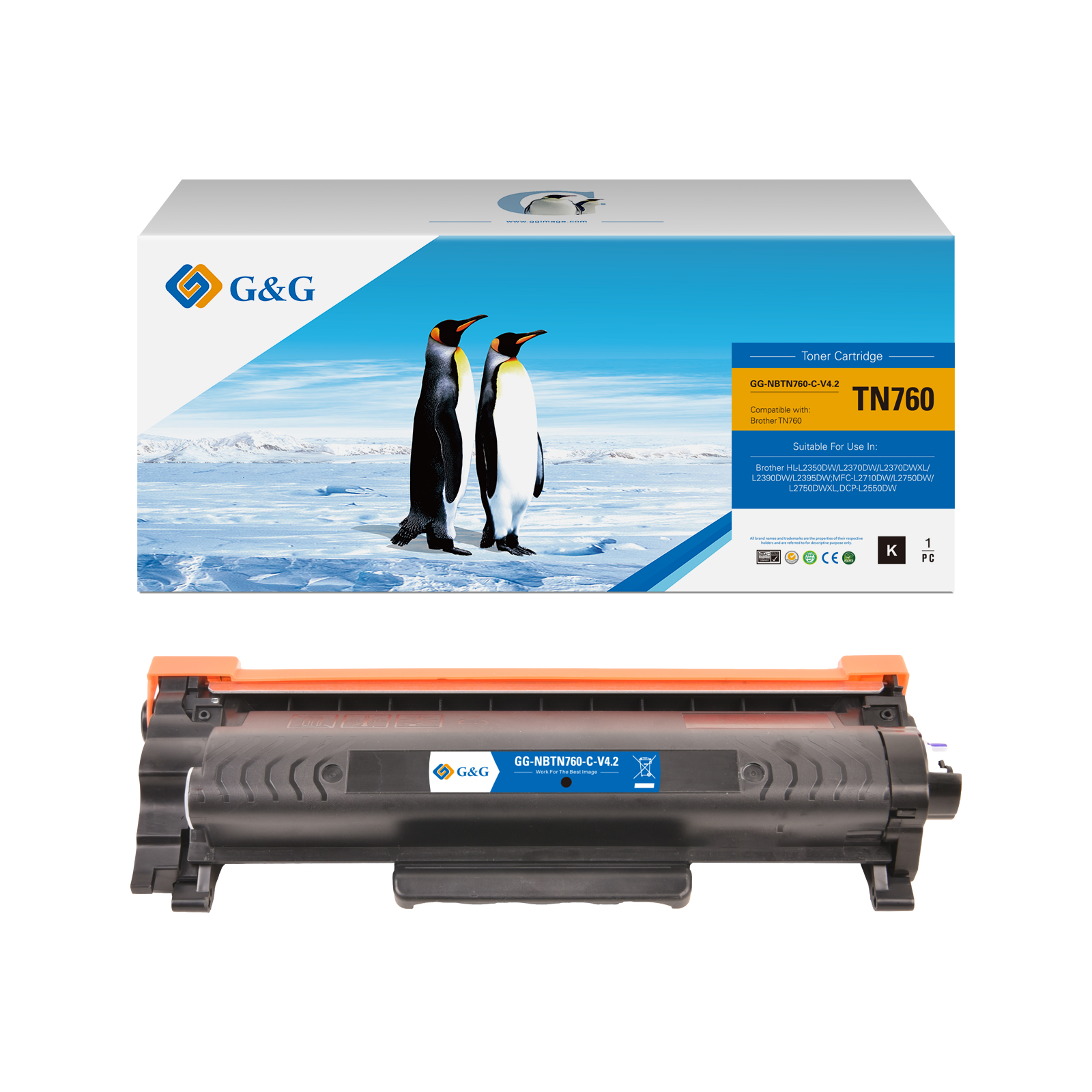 G and G Brand Premium TN-760 Compatible Brother Black Toner Cartridge