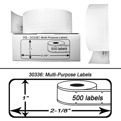 Genuine (500 pcs) 1" x 2.1" Small Multipurpose Labels compatible with the Dymo 30336
